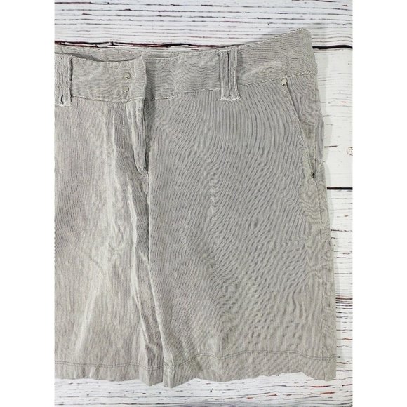 Grace Elements Bermuda Shorts Size 14 Tan White Stripes Cotton Nautical Pockets - Picture 6 of 10